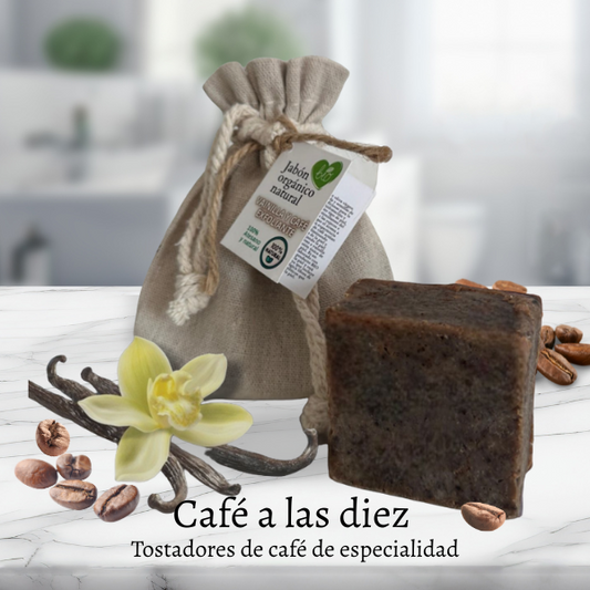Jabón natural y artesanal exfoliante con semillas de café